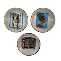 3 Egypt Air Mini Plates Sheeni Fine Porcelain Hieroglyphs Thotmes Nefertiti Isis - £29.85 GBP