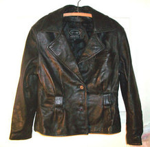 Tannery West Black Leather Jacket with Belt Loops Genuine Size Medium - £46.00 GBP