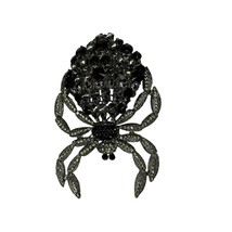 Huge Vintage Spider Vintage Brooch 4.5&quot; natasha Style Black Widow Crystals - $42.77
