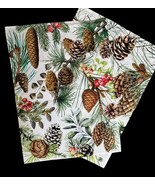 Michel Design Works White Spruce &amp; Pinecones Kitchen Towels Set of 2 Cot... - $330.61 MXN