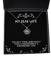 Brilliant Wife Crown Pendant Necklace, The Only Thing More Badass Than a Houseke - £39.03 GBP
