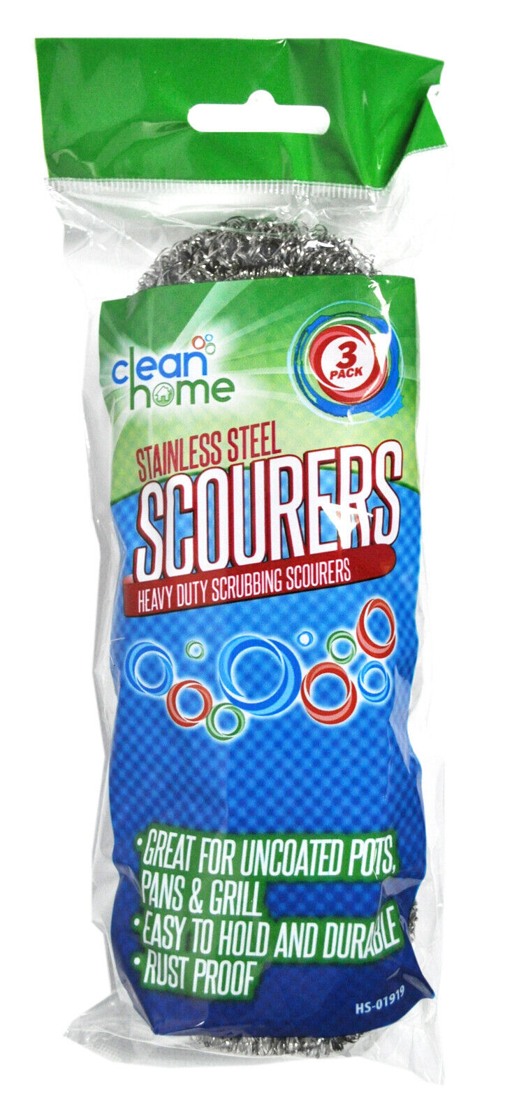 Clean Home Heavy Duty Stainless Steel Scrubbing Scourers - $3.95