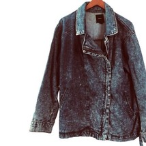 Forever 21 Blue Jean Jacket with Asymmetrical Zip Size Large - £23.10 GBP