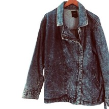 Forever 21 Blue Jean Jacket with Asymmetrical Zip Size Large - £25.90 GBP