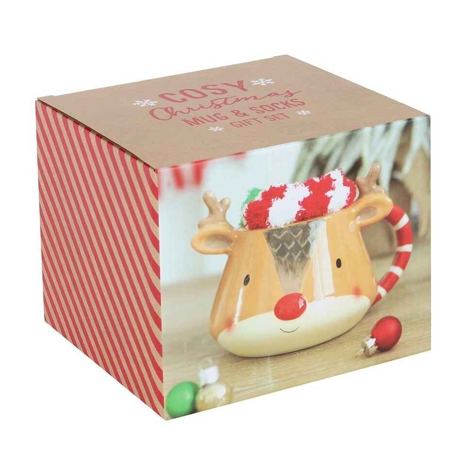 Reindeer Mug and Cozy Socks Gift Set - Festive Ceramic Mug & Soft Winter Socks Item image 4