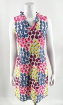 Talbots Sun Dress Size 8 White Blue Pink Floral Eyelet Ruffle Neck Cotto... - $39.60