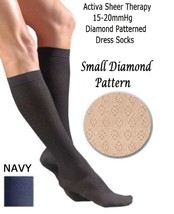 Activa Sheer Therapy (Diamond Pattern) Dress Socks 15-20 (Navy) X-Large - $31.04