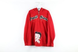 Vintage Betty Boop Womens 2X Pure Sass Spell Out Half Zip Fleece Hoodie Red - £55.35 GBP