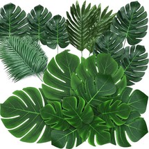 Tbuy Rose Artificial Monstera Palm Leaves Green Bulk Greenery, 76Pcs. 8Kinds - £28.75 GBP