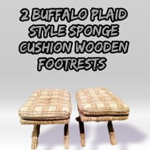 Buffalo Plaid Upholstered Sponge Cushion Footstool Footrest  - £97.51 GBP