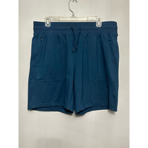 Zella Mens Athletic Shorts Blue Stretch High Rise Drawstring Zip Pockets... - $30.60