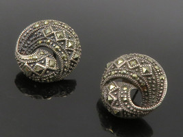 JUDITH JACK 925 Sterling Silver - Vintage Marcasite Swirl Drop Earrings - EG7021 - £72.09 GBP