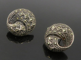 JUDITH JACK 925 Sterling Silver - Vintage Marcasite Swirl Drop Earrings - EG7021 - £67.18 GBP