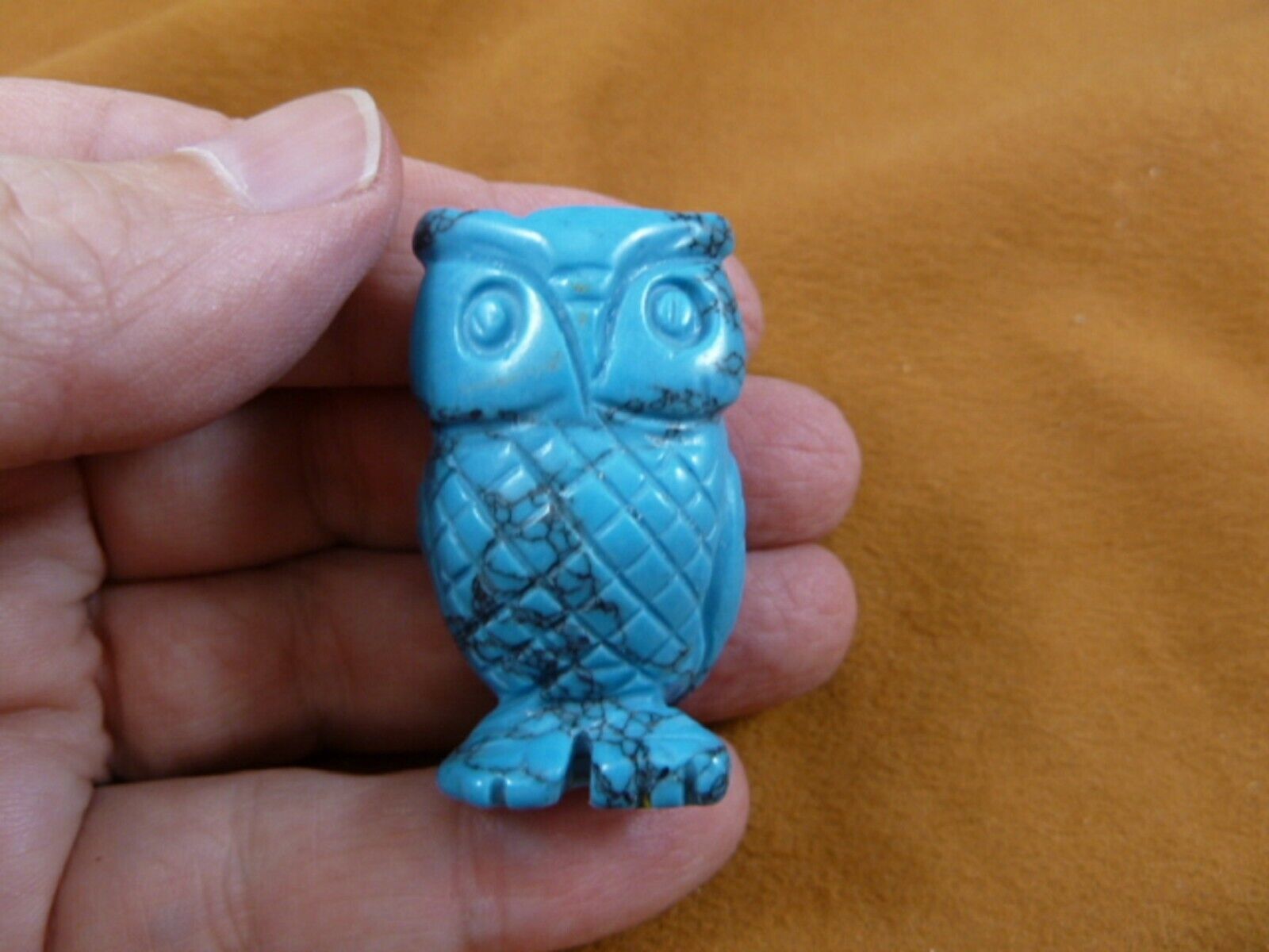 (Y-BIR-OW-564) Blue gray howlite OWL BIRD gemstone gem STONE carving OWL... - $14.01