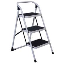 Home Use 3-Step Short Handrail Iron Ladder Black &amp; White - £56.07 GBP