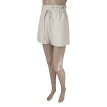 Princess Polly Kaleem Shorts 8 Faux Leather Paper Bag Beige Drawstring Waist Tan - £15.81 GBP