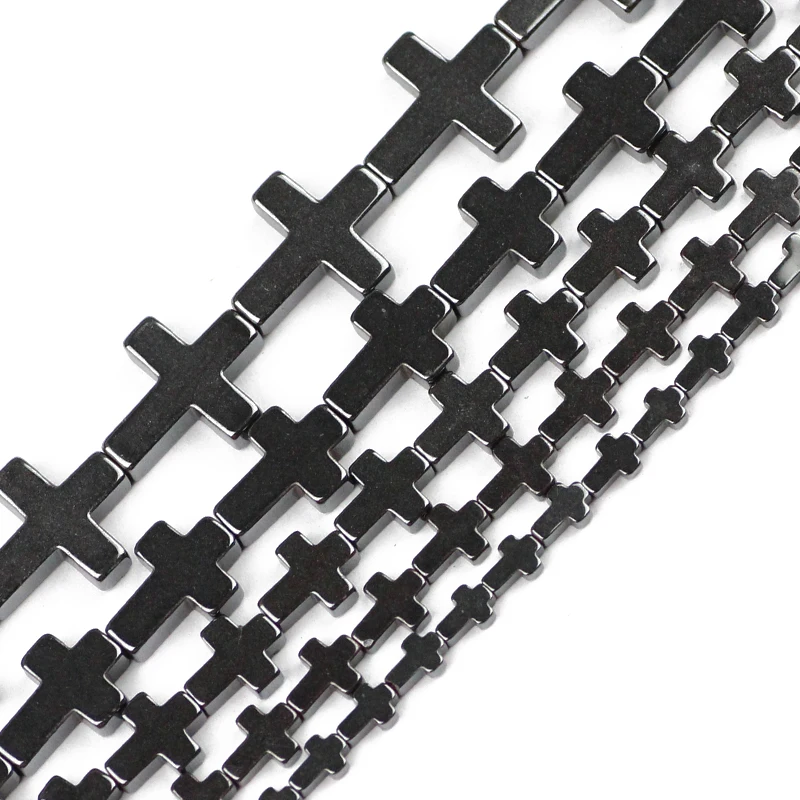 JHNBY Jesus Cross Black Hematite Beads Natural Stone 4/6/8/10MM Loose Beads For - £9.62 GBP+