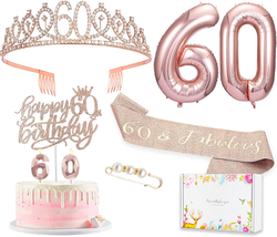 60Th Birthday Gifts Decorations for Women, 8Pcs Including 60Th Happy Birthday Ca - £20.18 GBP