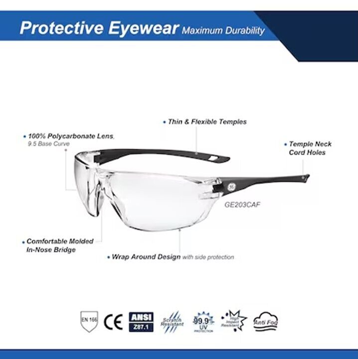GE GE203CAF 03 Series Anti-Fog Impact-Resistant Safety Glasses - $9.90