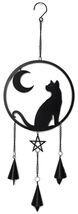 Moon Gazer Black Cat with Crescent Moon Pentagram Wall Hanging Decoratio... - $24.99
