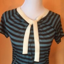 Pre-owned JEAN PAUL GAULTIER Maille Femme Blue Brown Striped Top  SZ M I... - $98.99