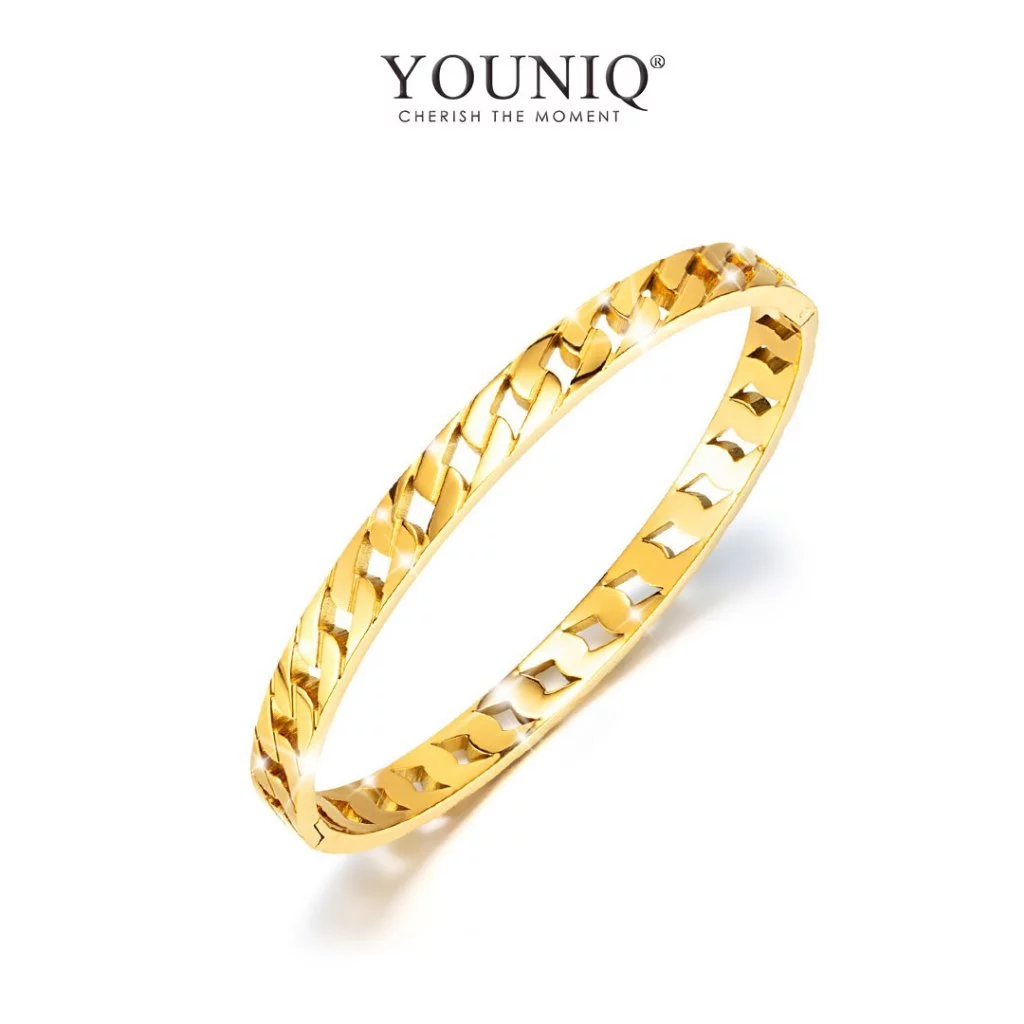 YOUNIQ 18K Gold Titanium Link Bangle - Timeless ELEN Design - $109.99
