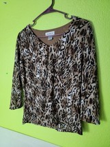 Vintage Alfani Top Cheetah Leopard Print Womens Size Large Blouse - $16.98