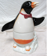 Epoch Red Bow Tie Penguin Cookie Jar 13&quot; Hand Painted - €33,67 EUR
