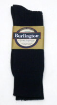 VTG Burlington Socks Navy Cotton Crew Green Seam Sz. 6-12.5 Made In USA - £11.80 GBP