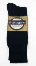 VTG Burlington Socks Navy Cotton Crew Green Seam Sz. 6-12.5 Made In USA - £11.20 GBP