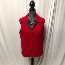 Talbots Quilted Red Sleeveless Vest  Womens Medium Stretch Fabric Lined - £15.08 GBP