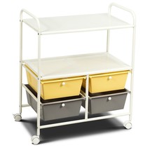 4 Drawers Shelves Rolling Storage Cart Rack-Yellow - Color: Yellow - $129.49