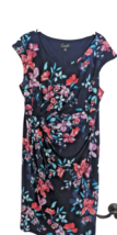 Pretty Womens 16W Connected Apparel Navy Blue Floral Sarong Dress Stretch - £33.89 GBP