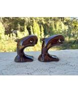 Vintage Whale Salt and Pepper Set Brown Glaze on Redware FREE SHIPPING - £11.76 GBP