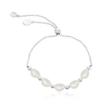 Sterling Silver, FWP &amp; Bead Adjustable Bolo Bracelet - £50.34 GBP