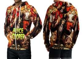 Alice Cooper Unique Full Print Zipper Hoodies - £27.64 GBP