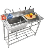 Stainless Steel Utility Sink, Free Standing Single Bowl Commercial Kitchen - $819.42 CAD