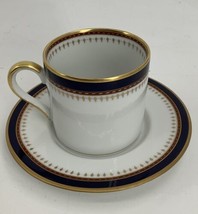 Fitz &amp; Floyd Starburst Demitasse Cobalt Cup and Saucer Set 2 3/8 X2 5/8 ... - £20.96 GBP