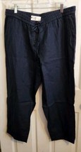 Talbots Navy Blue 100% Linen Wide Leg Cropped Leg Sz 16 Elastic Waist NWT  - £38.23 GBP