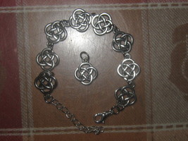 Silver Irish Ireland Round Celtic Knot Charm +Bracelet Or Anklet Set - £13.45 GBP