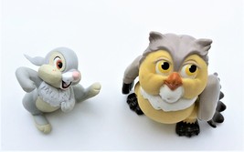 Disney Bambi PVC Figure Baby Bunny Rabbit Gray Thumper &amp; Owl 2 Inch Toy - £4.77 GBP