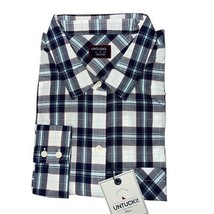 UNTUCKIT Plaid Shirt Wrinkle-Free Long Sleeve Button Down White Blue Siz... - $15.99