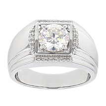 2.92 Ctw Moissanite Round Cut 14K White Gold Over Halo Wedding Ring For ... - $2,414.45 MXN