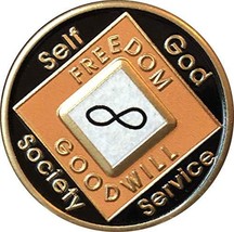 Infinity Black and Orange NA Medallion Official Eternity Narcotics Anonymous Chi - £33.22 GBP
