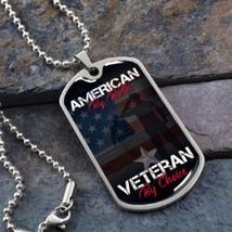 American Veteran Dog Tag Pendant Chain Necklace Online - £43.93 GBP