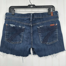 7 For All Mankind Dojo Shorts 30 Cut Off Blue Jean Denim Distress 7FAMK Rodeo - £30.09 GBP