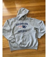 New England Patriots Vtg Reebok Jerzees Hoodie Size Large Gray NFL Pullover - £30.46 GBP
