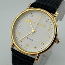 Prudential Quartz Watch Men Gold Tone White Japan Movt Leather Analog Ne... - $26.59