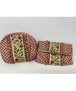 Vintage 2pc Floral Checkered Travel Makeup Bags With Liner &amp; Built In Mi... - $35.99