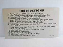 Hot Hand Pinball Machine Original Instructions Card 1979 Double Sided 12B-112-23 - $13.06